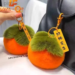 Klasynie Smycze 2024 Prawdziwe włosy królika mini słodkie małe breloki persimmon kobiety Plush Rex Rabbit Fur Can Chain Bag Dekoracja Pendant Prezent LDD240312