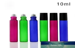 1100PCSlot 10ml Empty Glass Roll On Bottle Blue Green Rose Red Roller Bottles For Essential Oil Aromatherapy Perfumes and Lip B5503125
