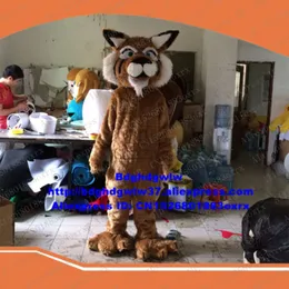 Costumi mascotte Marrone Pelliccia lunga Leopardo Gatto Lynx Catamount Bobcat Lince Luchs Costume mascotte Articoli promozionali per adulti High Street Mall Zx2070