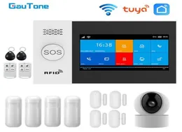 GauTone PG107 Wi-Fi GSM сигнализация для домашней охранной сигнализации Поддержка приложения Tuya с дистанционным управлением, совместимая с Alexa с IP-камерой3001105