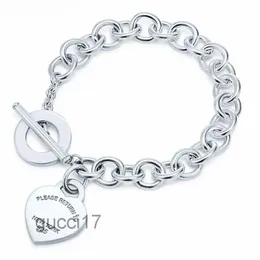 Braccialetti con ciondoli Designer 100% argento sterling 925 Originale Classico Chiave Cuore Bracciale Regalo Squisito Matrimonio Donna Brace W134