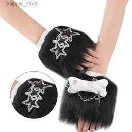 Koruyucu Kollu Moda Kuff, Kadın Yıldız Peluş Parmaksız Bilek Kuff Kış Keleşimi Kollu Kızlar Kol Kol Kuff Roleplay Wristband L240312