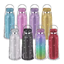 Kreative Bling Diamond Thermoskanne, tragbar, glitzernde Strass-Wasserflasche, Umhängetasche, Edelstahl-Thermoflasche, halten Sie Thermocup