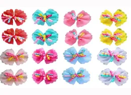 Dog Apparel 100PCS Bows Volumes Ribbon Pet Hair Lace Bowknot Rubber Bands Cute Accessories Porcelain Gift For Dogs4150033