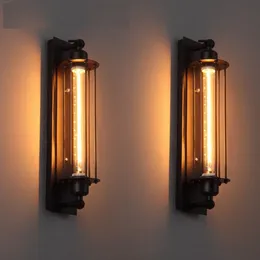 Modern Industrial Style Design Black Iron Wall Lamp American Loft Paint Restaurant Decoration Led E27 Light Tube Light 220v246s