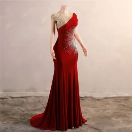 Neue Ankunft Rote Formale Abendkleider 2024 Sheer Cap Sleeve Gefrieste Pailletten Lange Party Prom Kleider Für Silvester Kleid