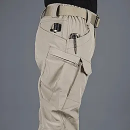 Mens Tactical Pants Flera fickelasticitet Militär Tacitcal byxor 2023 män Slim utomhusvattentät armélast 240227