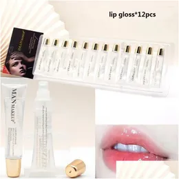 Lip Gloss 12 Pçs / set Base Brilhante Hidratante Y Óleo Transparente de Longa Duração À Prova D 'Água Hidratante Lipgloss Maquiagem Gota Entrega Saúde B Otyis