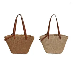 2024 School Bags Large Capacity Casual Tote Bag for Women Summer Beach-bag Straw Shoulder Ins
