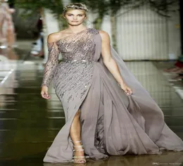 Lüks zuhair murad yeni akşam elbise 2020 boncuklarla bir omuz kristal yüksek bölünmüş yan ünlü pageant önlükleri özel Made7700337