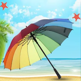 Umbrellas Simple Colorful/Solid-Color Long Rod Rainproof Windproof Durable For Outdoor
