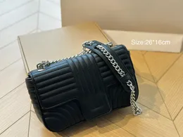 Bolsa de couro macio preto completo com correntes de luxo bolsa de ombro grande bolsa transversal e bolsa de mão bolsa crossbody