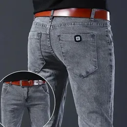 Дизайнерская одежда для мужчин, осенние корейские модные мужские эластичные эластичные обтягивающие универсальные молодежные тонкие мужские узкие джинсы, брюки, брюки 240226