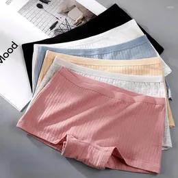 Kvinnors trosor sommar kvinnor säkerhet byxor bomull under kjol kvinnliga sömlösa underbyxor fast färg plus storlek boxershorts mysiga