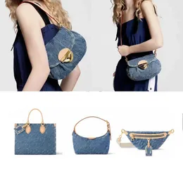 Cowboy Vollsortiment Designer-Tasche Vintage-Denim-Tasche Damen Umhängetasche Luxus-Handtaschen Hobo Umhängetaschen Blue Denim Flower Messenger-Geldbörsen Bauchtasche Totes fashionbag0006