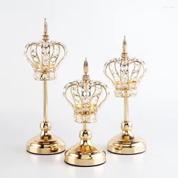 Świeczści Europejski korona kryształ świeca rekwizyty ślubne domowe metalowe ozdoby Candelabra Holder Decor 253b