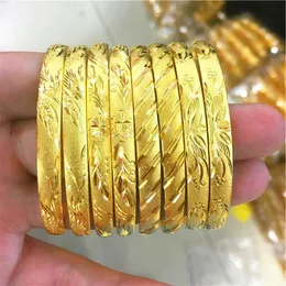 Plated 100% 24K Real Gold 18K Bracelet 3D Hard Pure Gold Plated K Gold Ornament Womens Fight Bracelet Push-Pull Wedding Jewelry 240227
