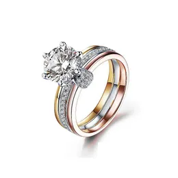 Pierścienie zespołu moda Esigner Pierścienie dla kobiet 2 kolory Sier Shining Crystal Bling Diamond CZ CZ CY RING PHROND PRYCJA Biżuteria ślubna Drop Otmqu