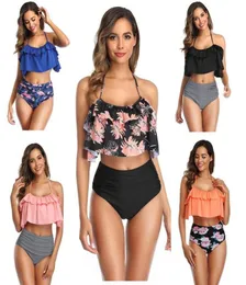 Women039s Costumi da bagno Mossha Hoge Taille Bikini Set Halter Badpak Vrouw Vrouwelijke Plus Size 2021 3XL Bloemenprint Badmode Vrouwe9057385