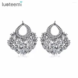 Stud Earrings LUOTEEMI Bridal Arrival Geometric CZ For Women Fashion Ear Jewelry Brincos Boucle D'oreille Wholesale Price