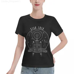 Koszulka damska Women Basic Short Sle-shirt Star Trek Original Series U.S.S. Enterprise White (001) Tees HARAJUKUHIGH Creative Geek L24312