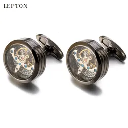 High quality Movement Cufflinks For Mens Wedding Groom Mechanical Watch Steampunk Gear Cufflinks Relojes Gemelos 240219