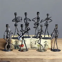 Uppsättning av 8st mini -band skulptur Musikinstrument Figurinprydnad Iron Music Man Figurer Hemdekoration Julklapp T2003198N