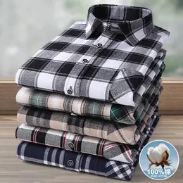 Large Big Size 8XL 9XL 10XL 11XL Mens Long Sleeve Shirt Autumn Spring Causal 100Pure Cotton Checked Daily Home Oversize 150KG 240312