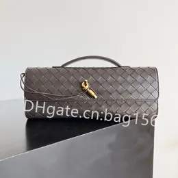 10A Upgrade Spiegelqualität Lange Clutch Intrecciato Andiamo Taschen Damen Handwerkskunst Geldbörsen Luxushandtaschen aus echtem Leder Schwarze gewebte Abendtasche mit Griff