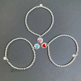 t Bracciale rigido a goccia Colla in argento sterling Bracciale con rivetto Cuore 4 mm Perlina rotonda Tee Love Smalto Folla Ee 0O1Z