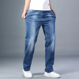 Mens Thin Straightleg Loose Jeans Summer Classic Style Advanced Stretch Pants 7 Färger Tillgänglig storlek 35 42 240227