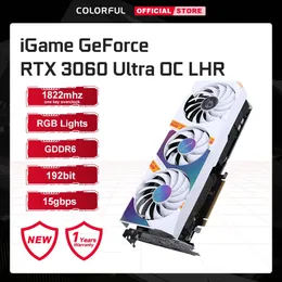 بطاقة رسومات ملونة Igame Geforce RTX 3060 Ultra 12/8G LHR CARDS GDDR6 NVIDIA GPU 192BIT PCI Express Maming Card