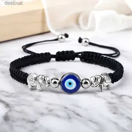 Beaded New Turkish Evil Eye Bracelet For Women Men Lucky Braided Red String Retro Elephant Bracelet Couple Friendship Gift JewelryL24213