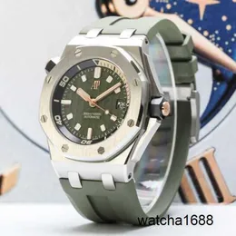 Orologio di design Crystal AP 15720 Royal Oak Offshore serie calibro 42 quadrante verde militare realizzato in acciaio di precisione orologio meccanico automatico da uomo