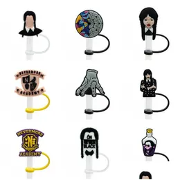 Cannucce Wednesday Adams Family St Er Topper Sile Accessori Charms Riutilizzabili Splash Proof Dust Plug Decorativo Fai da te Il tuo Dh1Jk