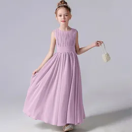 Dideyttawl Chiffon Pleated Flower Girl Dresses Sashes Kids Weddings 생일 파티 대회 가운 주니어 신부 들러리 드레스 240228