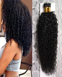 Cor natural afro kinky cabelo encaracolado 100g humano pré ligado fusão cabelo i ponta vara queratina duplo desenhado remy extensão do cabelo 6825277