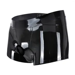 Underbyxor Monnik Boxer Shorts LaTex tätt med främre penishål Ring Sexiga män Briefs underkläder för party bodysuit