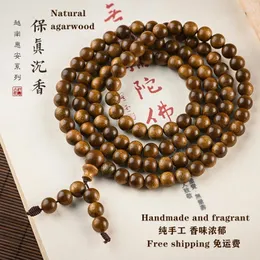 Strand Pendant Agarwood Hand String Rosary Chinese Wind Style Old Wood Bracelet Necklace Men Women Buddhism Muslim Gift