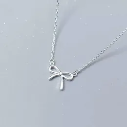 Hängen 925 Sterling Silver Lovely Bow Knot Pendant Necklace For Girls Women Fashion Jewelry Gift D38612650