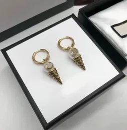 Designer de luxo sorvete pingente brincos feminino glamour brincos 14k ouro latão material presente jóias