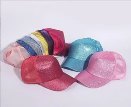 Glitter Ball Caps Snapback Pulins Beyzbol Şapkası Shin Mesh Ponytail Ball Cap Dış Mekan Güneş Kremi 10 Renk LSK1641388152