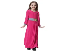 キッズガールイスラム教徒のアバヤフラワーウエストローブマキシドレスイスラムの子供衣類9603491