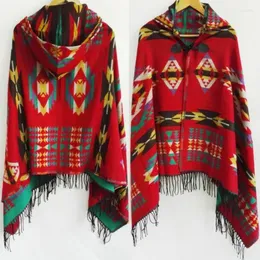 Lenços de lenços multifuncionais étnicos boêmios xale lenço tribal capuz Fringe Cardigans listrados cobertores cape poncho com tasselscarves 255l