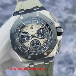 Relógio emocionante AP Relógio exclusivo Royal Oak Offshore Series 26420SO Desert Yellow Precision Steel/Black Ceramic 43mm Conjunto completo de relógio masculino mecânico automático