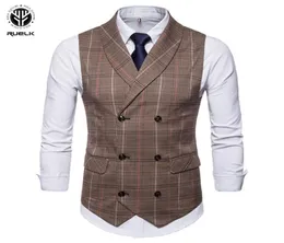 RUELK 2018 NYTT FASHIV DUBBEL BREASTED Casual Suit Vest Men Jacket Brand Slim Fit Sleeveless Waistcoat Plus Size6389975