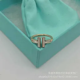 المصمم Tiffay and Co S925 Sterling Silver T Ring مع حلقة Diamond Fritillaria Open Simplicity