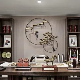 Neue Chinesische Schmiedeeisen Doppel Ring Landschaft Wandbehänge Hause Wohnzimmer Wandbild Dekoration Büro Aufkleber Crafts320Y