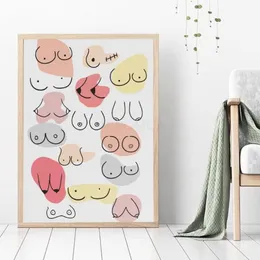 Paintings Line Watercolor Posters And Prints Boobs Boobie Art Tits Print Breast Canvas Painting Body Wall Pictures Bedroom Home De280i