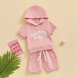 Clothing Sets Born Baby Boy Girl Summer Clothes Short Sleeve Letter Print Hoodie Top Shorts 2Pcs Casual Outfit